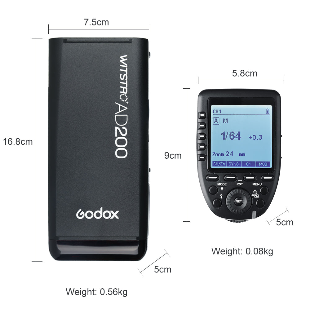 Godox AD200 200Ws TTL GN60 HSS Flash Built-in 2.4G Wireless and Xpro-C/N/F/S/O/P Transmitter for Canon Nikon Fuji Sony Olympus