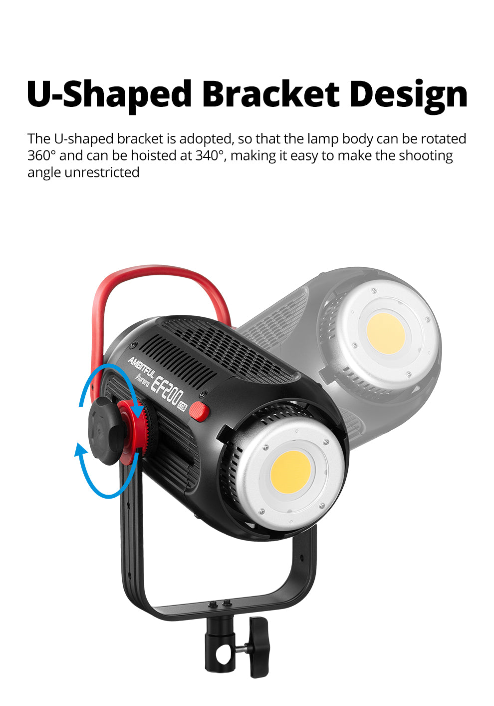 AMBITFUL EF200 COB 200W LED Video Light 5600K LED Continuous Lighting ,CRI 95+,TLCI 97+,Built-in APP ,79000lux@ 1m, Bowens Mount