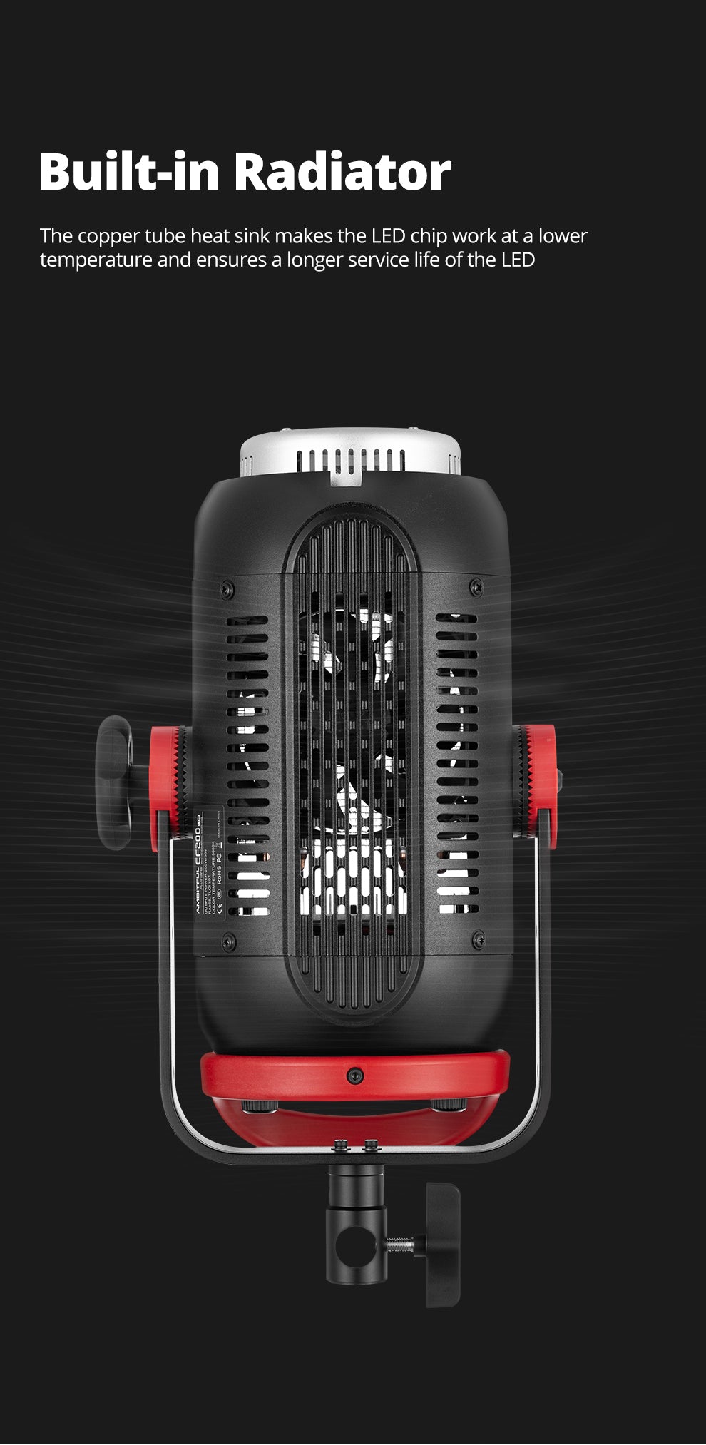 AMBITFUL EF200 COB 200W LED Video Light 5600K LED Continuous Lighting ,CRI 95+,TLCI 97+,Built-in APP ,79000lux@ 1m, Bowens Mount