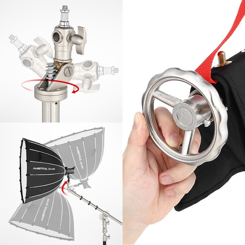 Remotely Adjustable Lights Heavy Duty Stainless Steel 210CM Light Stand + Boom Arm C Stand + Wheel Load Bearing 10KG for Flash
