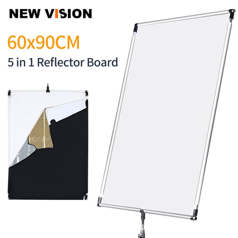 60 x 90cm 27in * 35in Sun Scrim Large 5in1 Black Silver Gold White Diffuser Reflector Aluminum Alloy Frame for Photography