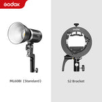 Godox ML60Bi ML60 Bi 60W Bi-Color LED Light Silent Mode Portable Brightness Adjustment Support Li-ion Outdoor LED Light