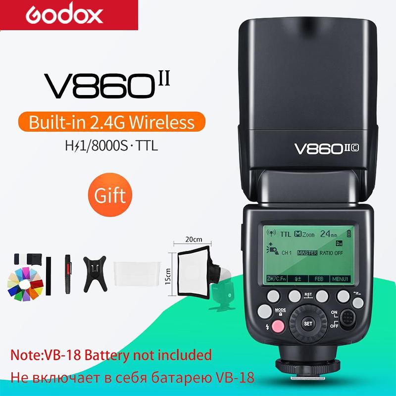 Godox V860II-C/N/S/F/O GN60 2.4G TTL HSS 1/8000 Without VB18 Battery Camera Speedlite Flash for Canon Nikon Sony Fuji Olympus