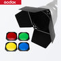 Godox BD-04 Barn Door + Honeycomb Grid + 4 Color Filter for Standard Reflector