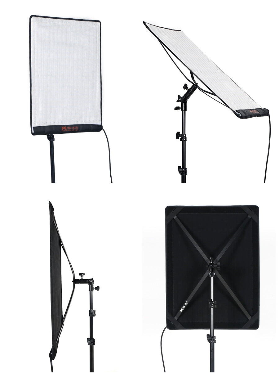 Falcon Eyes 100W LED Photo Video Light Portable LED Photo Light 504pcs Flexible LED Light RX-18TD with Diffuser + Light Stand