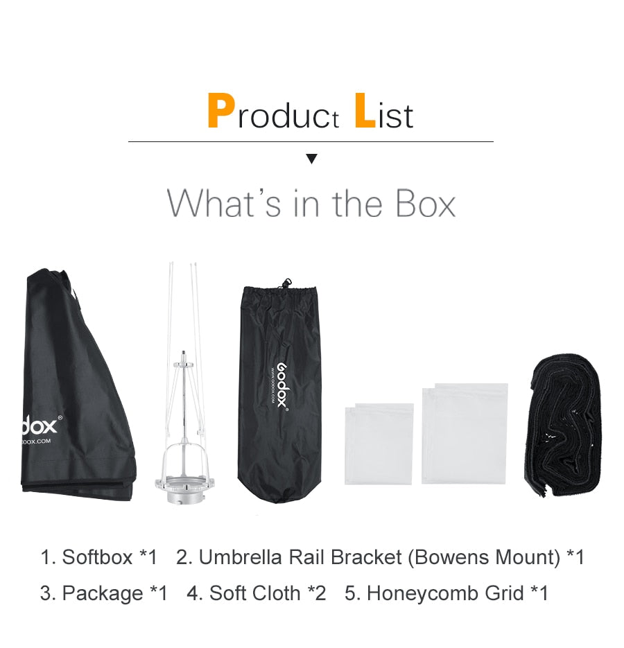 Godox 80cm Portable Octagonal Umbrella Softbox SB-UE 80cm 31.5in with Honeycomb Grid Bowens Mount Studio Flash Softbox