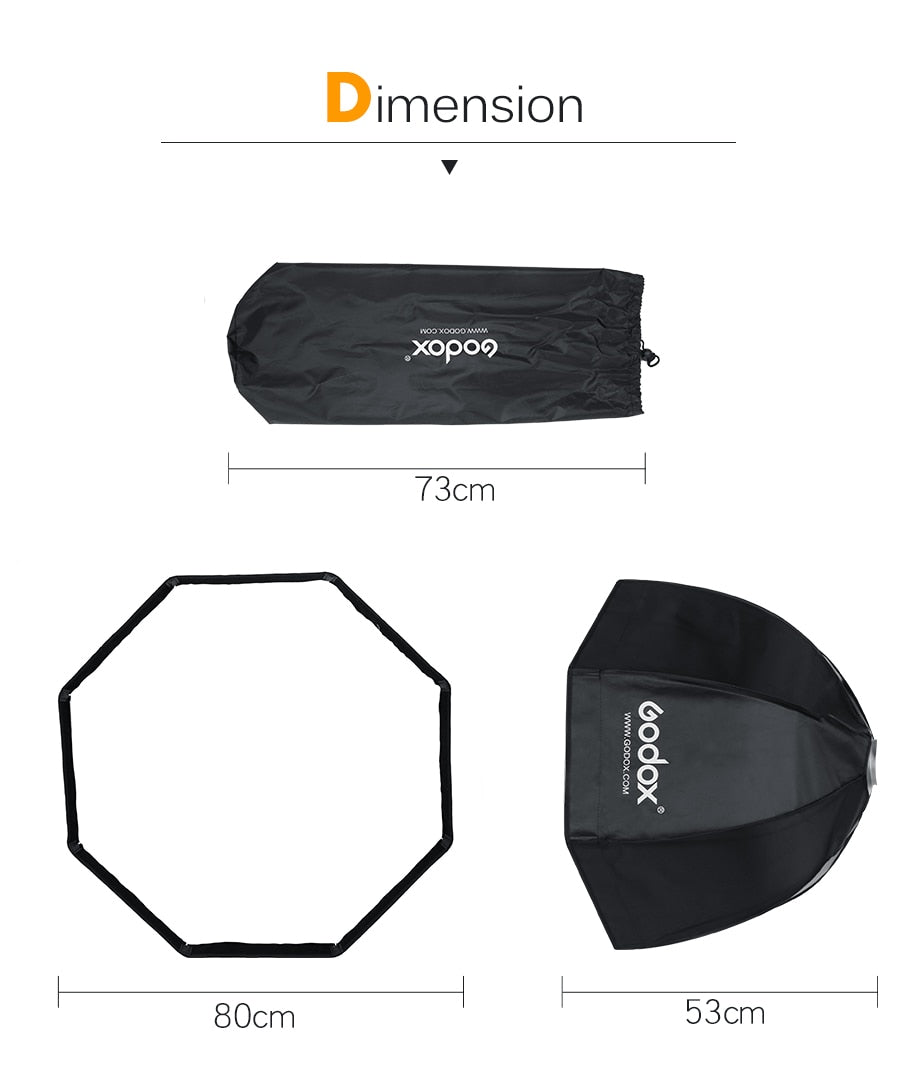 Godox 80cm Portable Octagonal Umbrella Softbox SB-UE 80cm 31.5in with Honeycomb Grid Bowens Mount Studio Flash Softbox
