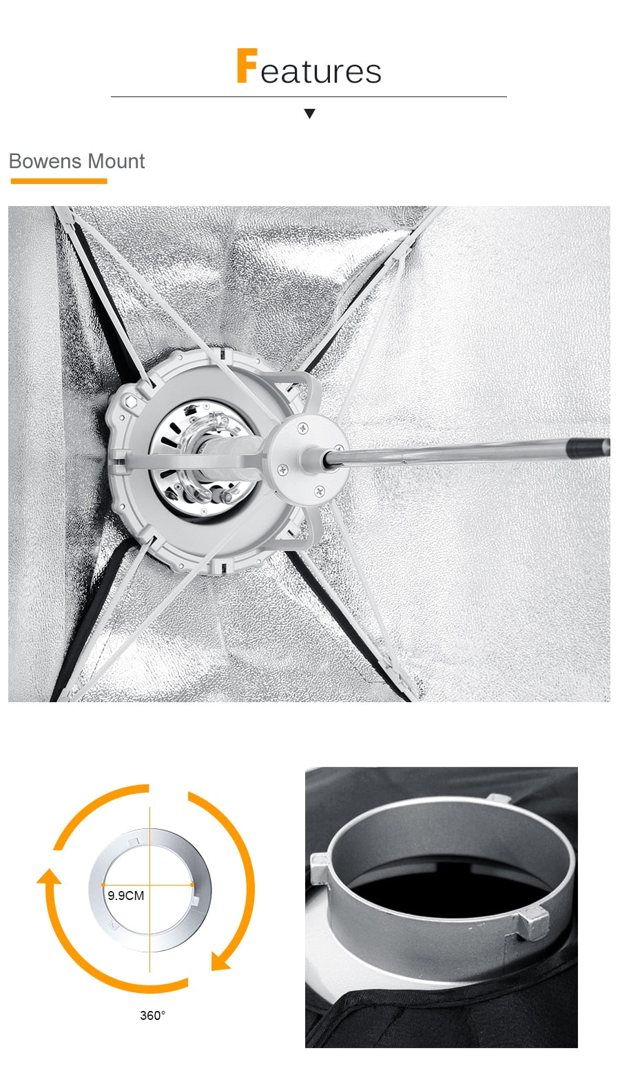 Godox 80cm Portable Octagonal Umbrella Softbox SB-UE 80cm 31.5in with Honeycomb Grid Bowens Mount Studio Flash Softbox