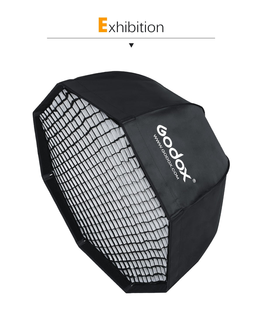 Godox 80cm Portable Octagonal Umbrella Softbox SB-UE 80cm 31.5in with Honeycomb Grid Bowens Mount Studio Flash Softbox