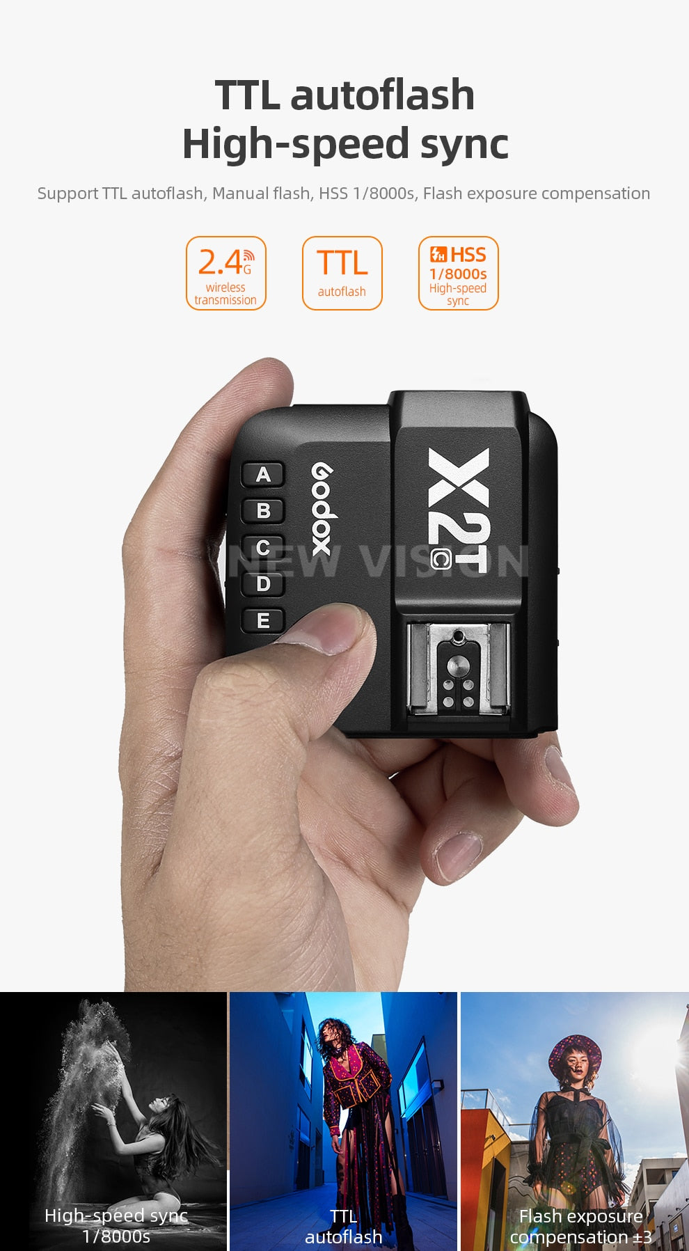 Godox X2 X2T-C X2T-N X2T-S X2T-F X2T-O X2T-P TTL 1/8000s HSS Wireless Flash Trigger for Canon Nikon Sony Fuji Olympus Pentax