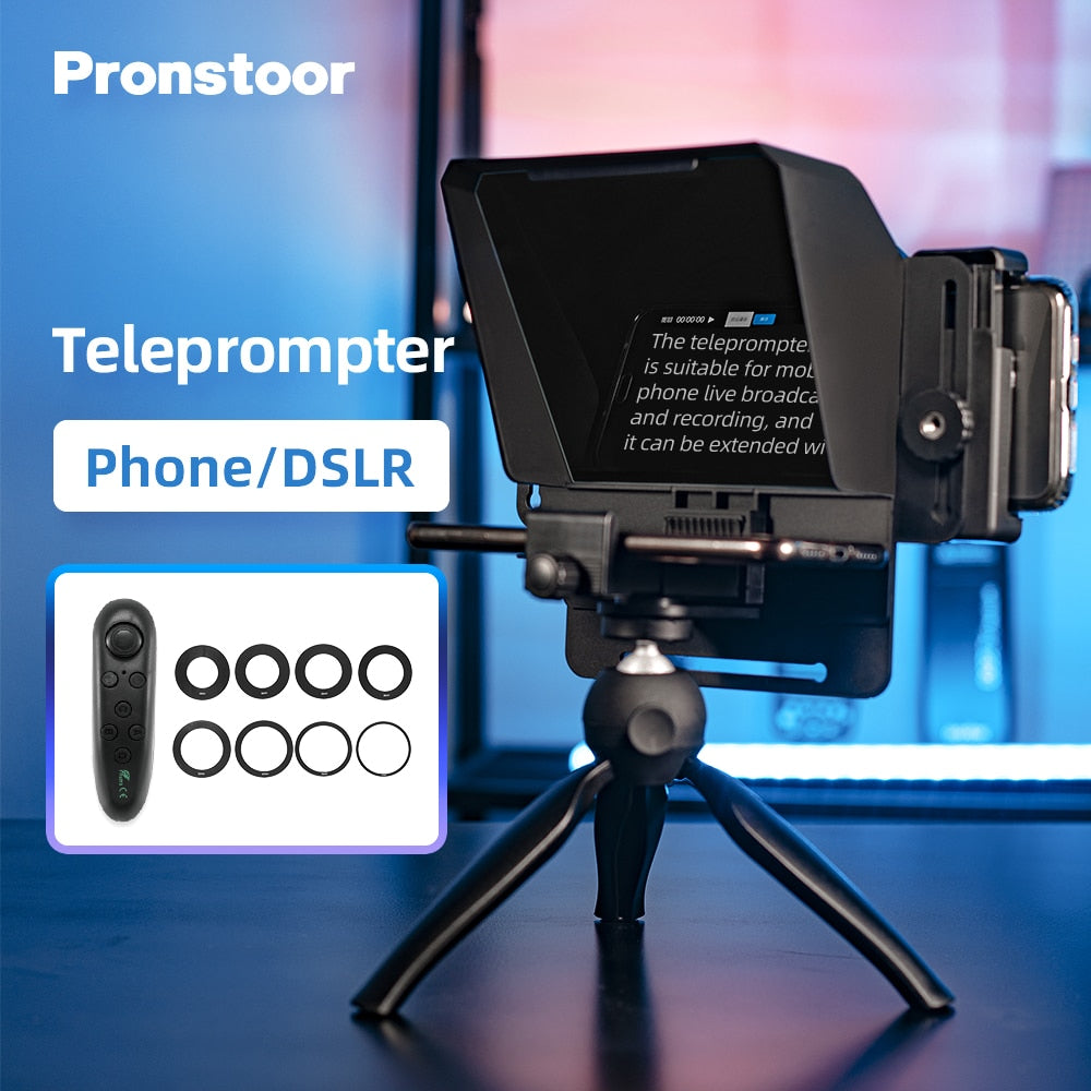 Pronstoor プロンプター AMBITFUL Teleprompter Pronstoor Phone and DSLR Recording Mini Teleprompter Portable