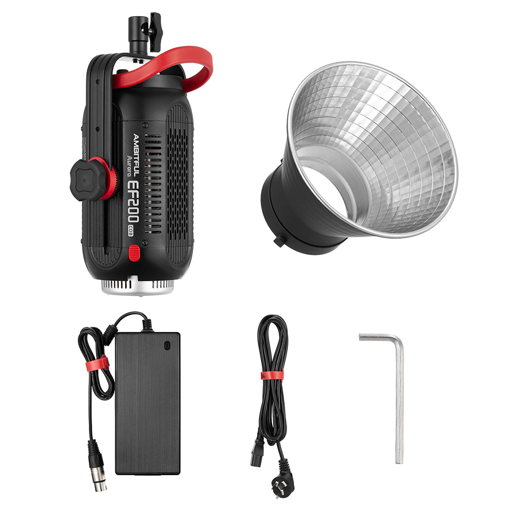 AMBITFUL EF200 COB 200W LED Video Light 5600K LED Continuous Lighting ,CRI 95+,TLCI 97+,Built-in APP ,79000lux@ 1m, Bowens Mount