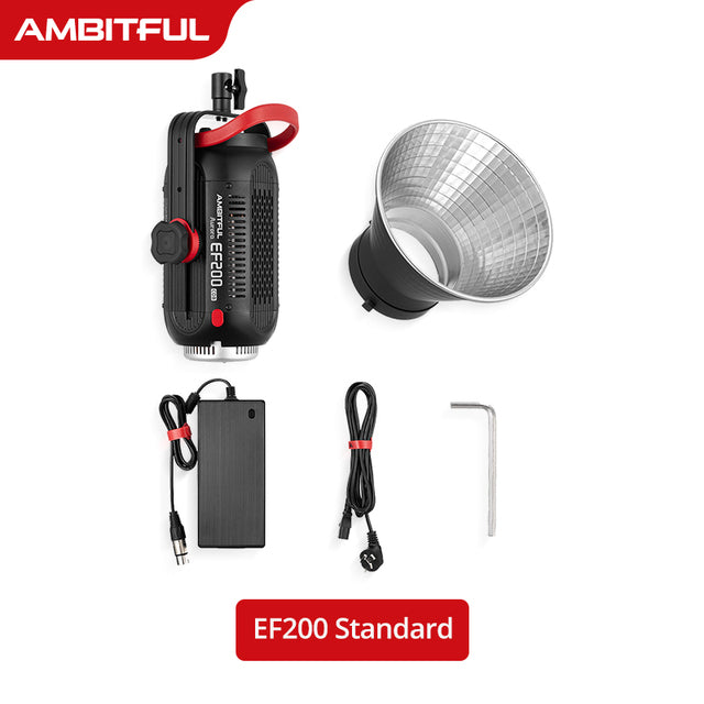 AMBITFUL EF200 COB 200W LED Video Light 5600K LED Continuous Lighting ,CRI 95+,TLCI 97+,Built-in APP ,79000lux@ 1m, Bowens Mount