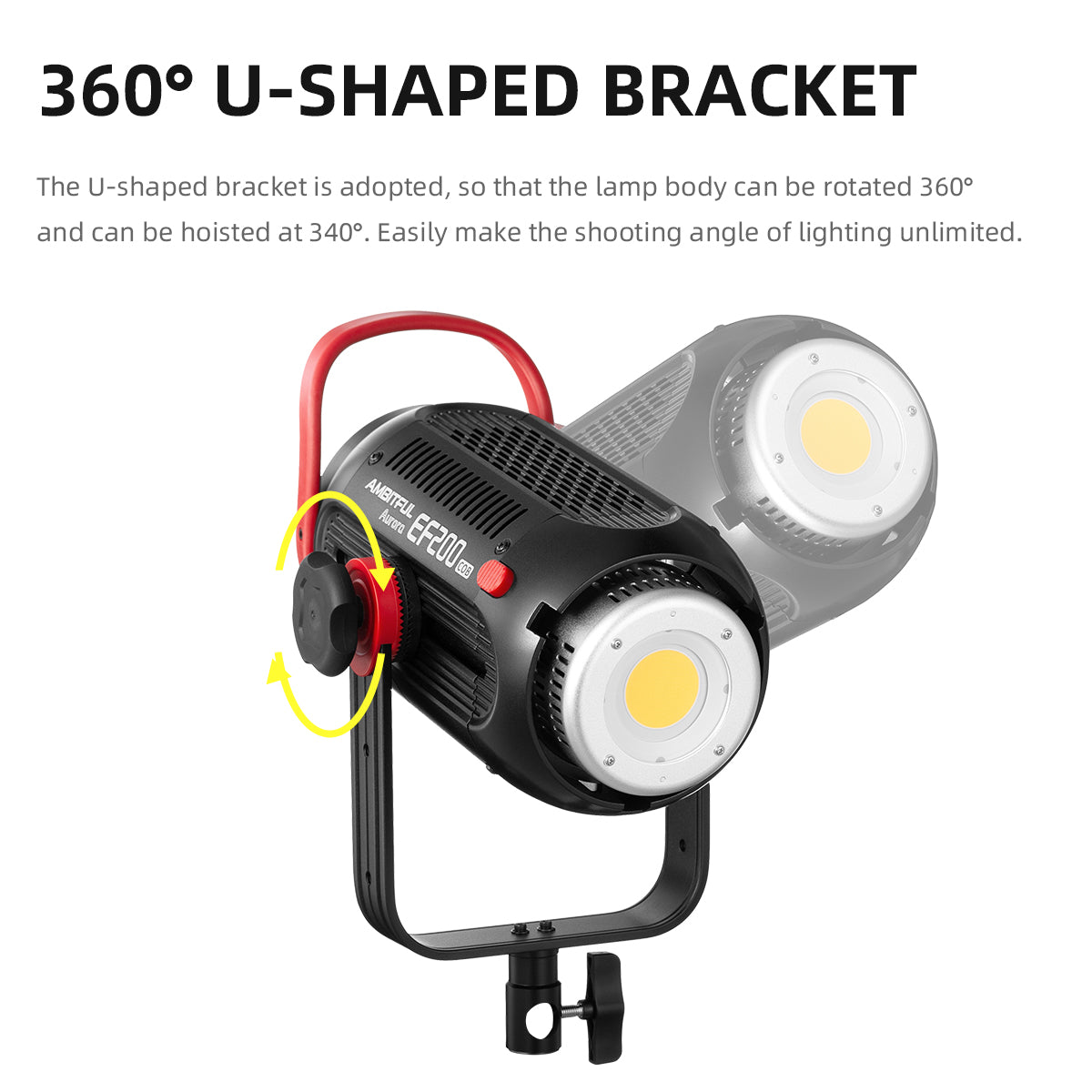 AMBITFUL EF200 COB 200W LED Video Light 5600K LED Continuous Lighting ,CRI 95+,TLCI 97+,Built-in APP ,79000lux@ 1m, Bowens Mount
