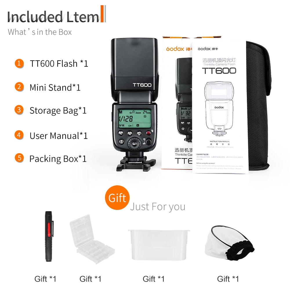 Godox TT600 2.4G Wireless GN60 Master/Slave Camera Flash Speedlite for –  AMBITFUL