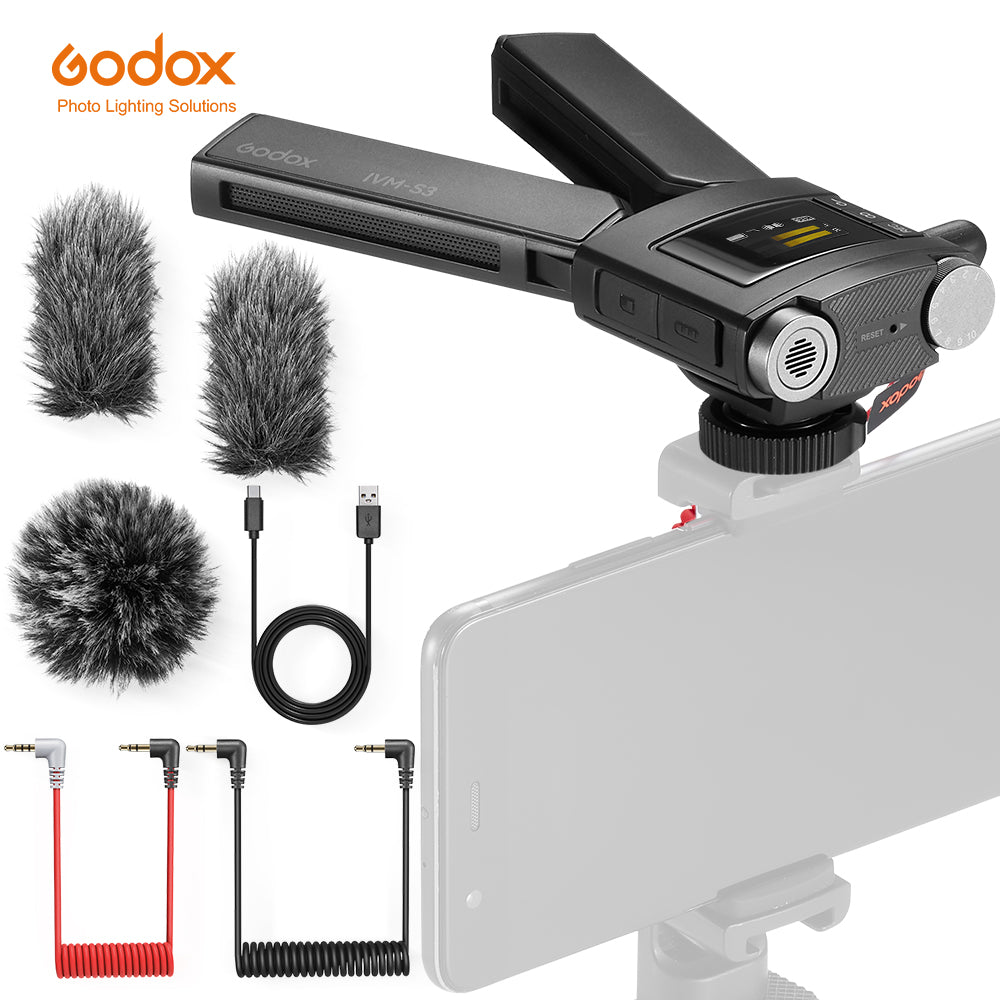 Godox IVM-S3 Machine-top gun type lithium battery Microphone for DSLR phonesLive outdoors Capacitive microphone