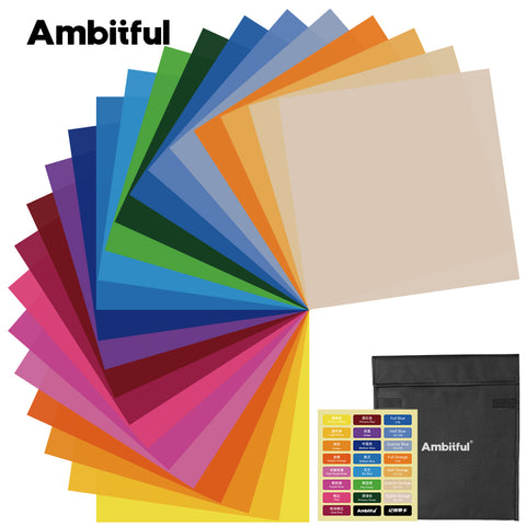 Ambitful 25 * 25 cm Geles de iluminación CTO Luces fotográficas Filtros de gel Hojas de luz de corrección de color transparente para linterna estroboscópica