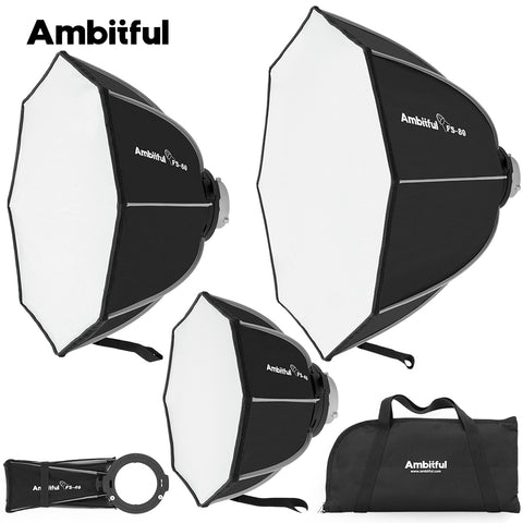 Ambitful FS Series FS40cm 60cm 80cm Softbox octagonal de configuración rápida soporte Bowens para Godox Aputure Sokani Studio luz de vídeo LED