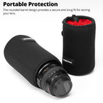 NUEVO AMBITFUL Bolsa para lentes de cámara Bolsa con cordón con tamaño S M L XL para Canon Sony Nikon DSLR Estuche para lentes de cámara con gancho