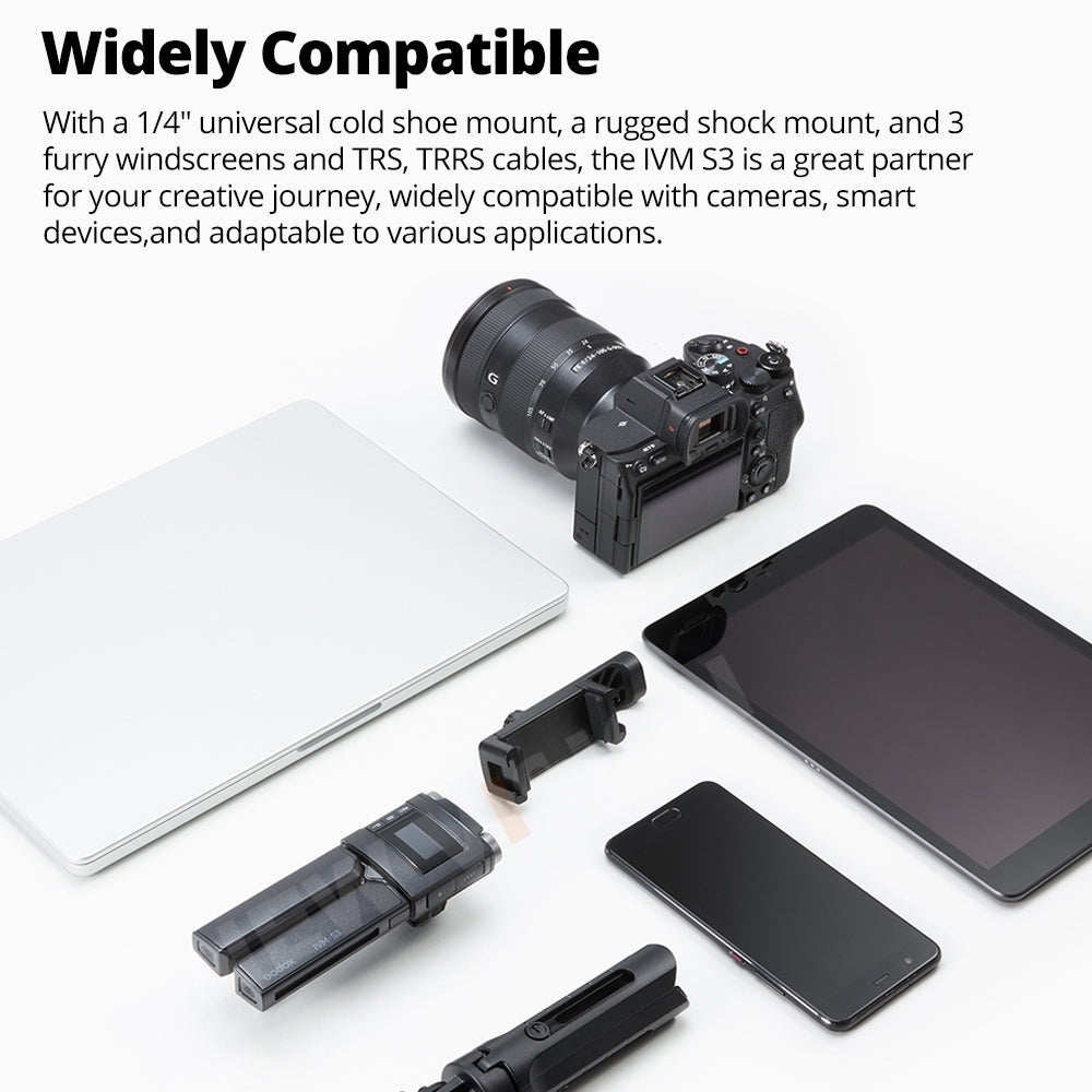 Godox IVM-S3 Machine-top gun type lithium battery Microphone for DSLR phonesLive outdoors Capacitive microphone