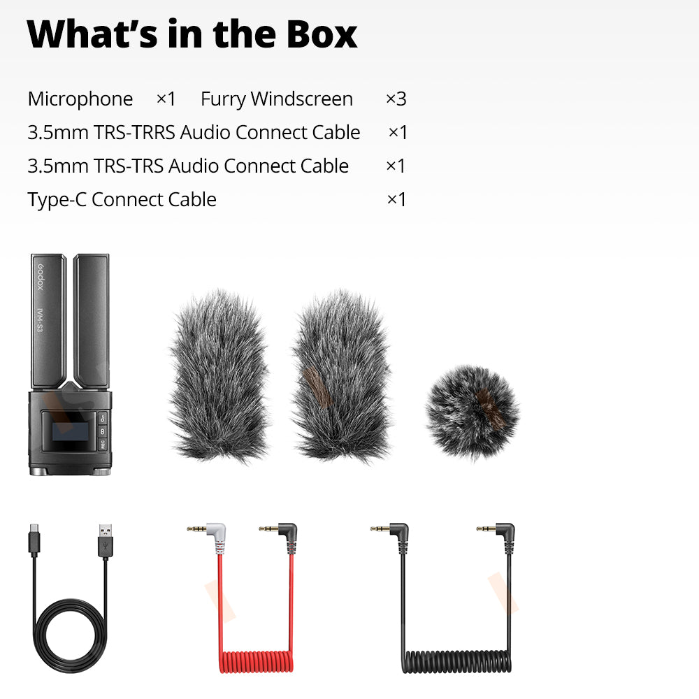 Godox IVM-S3 Machine-top gun type lithium battery Microphone for DSLR phonesLive outdoors Capacitive microphone
