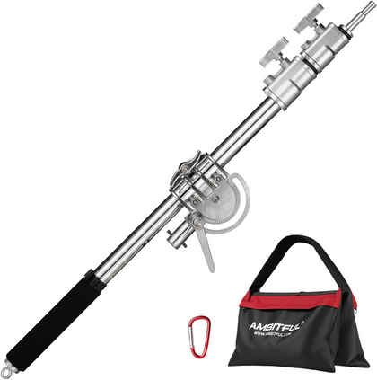 AMBITFUL MF-01 - Braccio trasversale in acciaio inox pesante perstudio fotografico, lunghezza 232 cm, braccio per braccio da 94 cma 232 cm, braccio trasversale per C-Stand