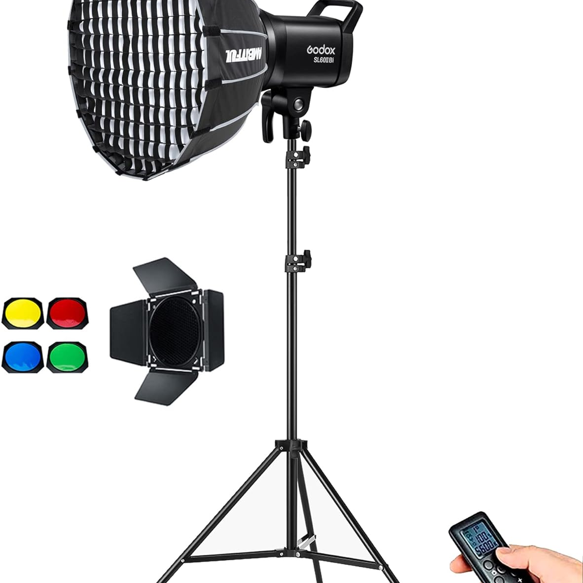 Godox SL60IIBI SL60II-BI LED Video Lights,CRI96+,TLCI97+ White Bowens Mount with P60 Quick Installation Soft Box,Carrying Bag, Light Stand (SL60IIBI KIT1)