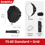 Ambitful FS Series FS40cm 60cm 80cm Softbox octagonal de configuración rápida soporte Bowens para Godox Aputure Sokani Studio luz de vídeo LED