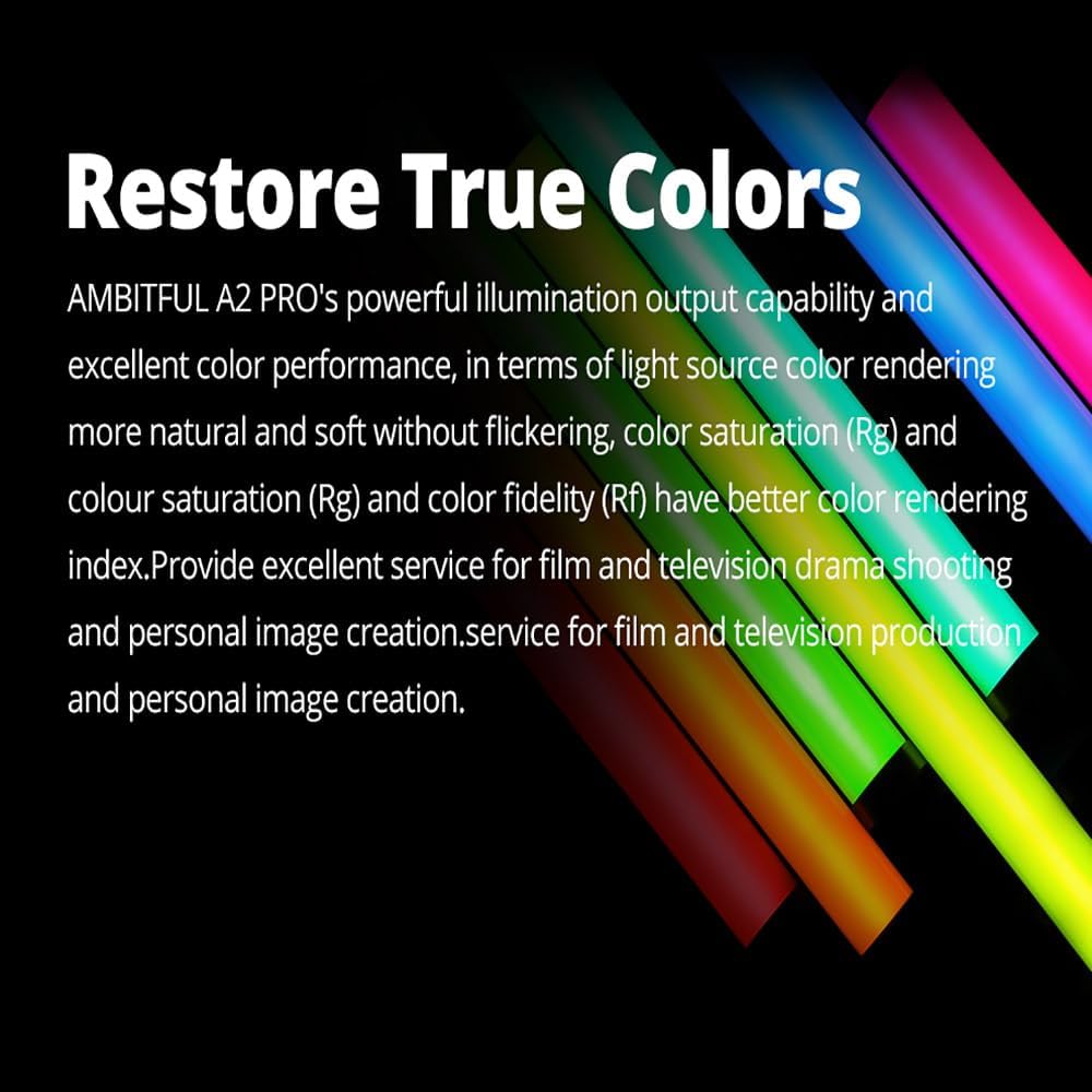 AMBITFUL 2500K-8500K A2 PRO A2PRO RGB Tube Light Full Color LED VideoStick Light with Built-in Lithium Battery Control by APP