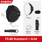 Ambitful FS Series FS40cm 60cm 80cm Softbox octagonal de configuración rápida soporte Bowens para Godox Aputure Sokani Studio luz de vídeo LED