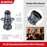 Ambitful AL20 focaliza cónico Snoot condensador óptico arte forma especial haz con para Mini Bowens Godox Yongnuo Zhiyun montaje
