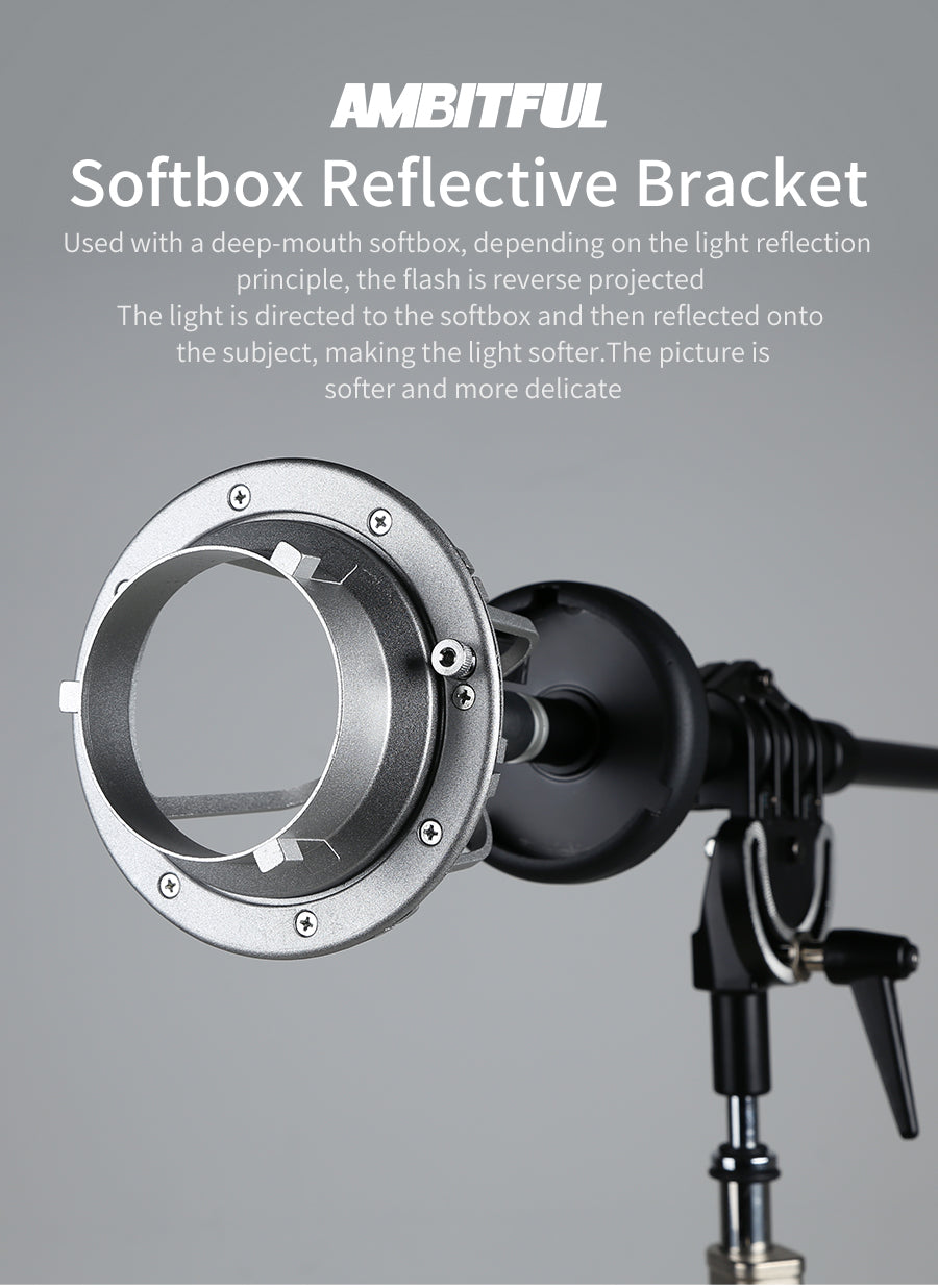 AMBITFUL AL-06 Bowens Softbox Reflector Extendable Bracket Mount Adapter for Bowens Elinchrom Profoto Mount Speedlite Flash