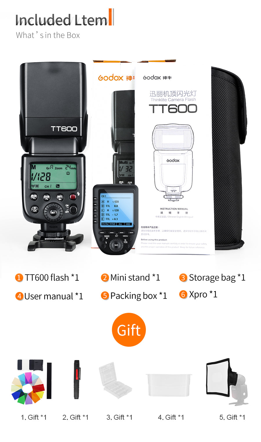 Godox TT600 2.4G Wireless GN60 Master/Slave Camera Flash Speedlite with Xpro Trigger for Canon Nikon Sony Pentax Olympus Fuji