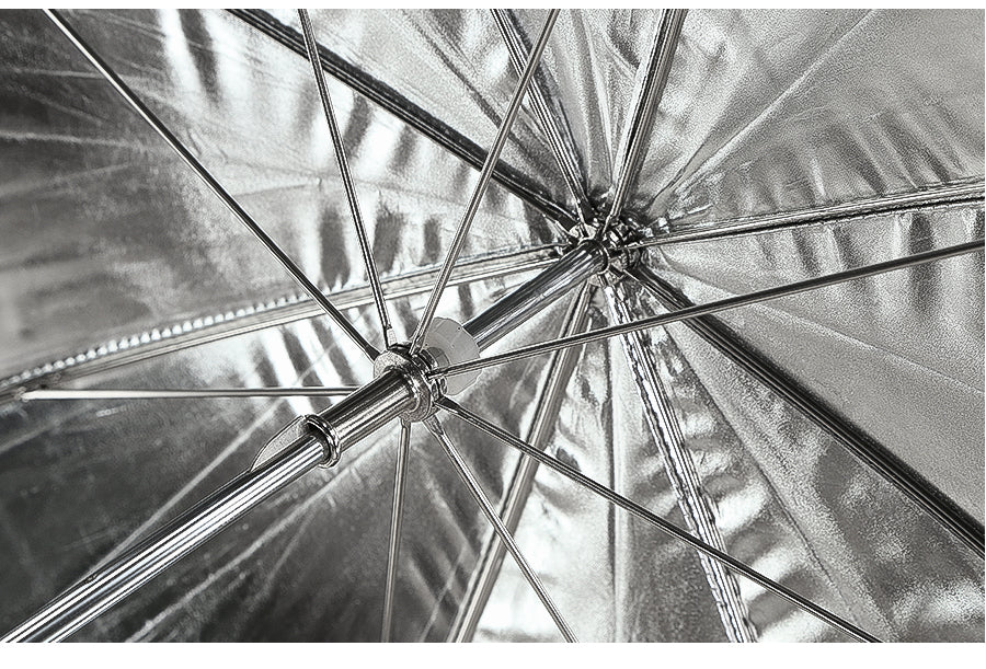AMBITFUL 34" 86cm Black Silver Reflector Reflective Umbrella Stainless Steel Metal Bracket with Carry Bag for Photography Studio