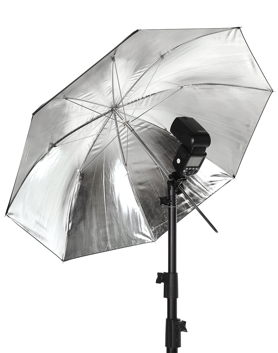 AMBITFUL 34" 86cm Black Silver Reflector Reflective Umbrella Stainless Steel Metal Bracket with Carry Bag for Photography Studio