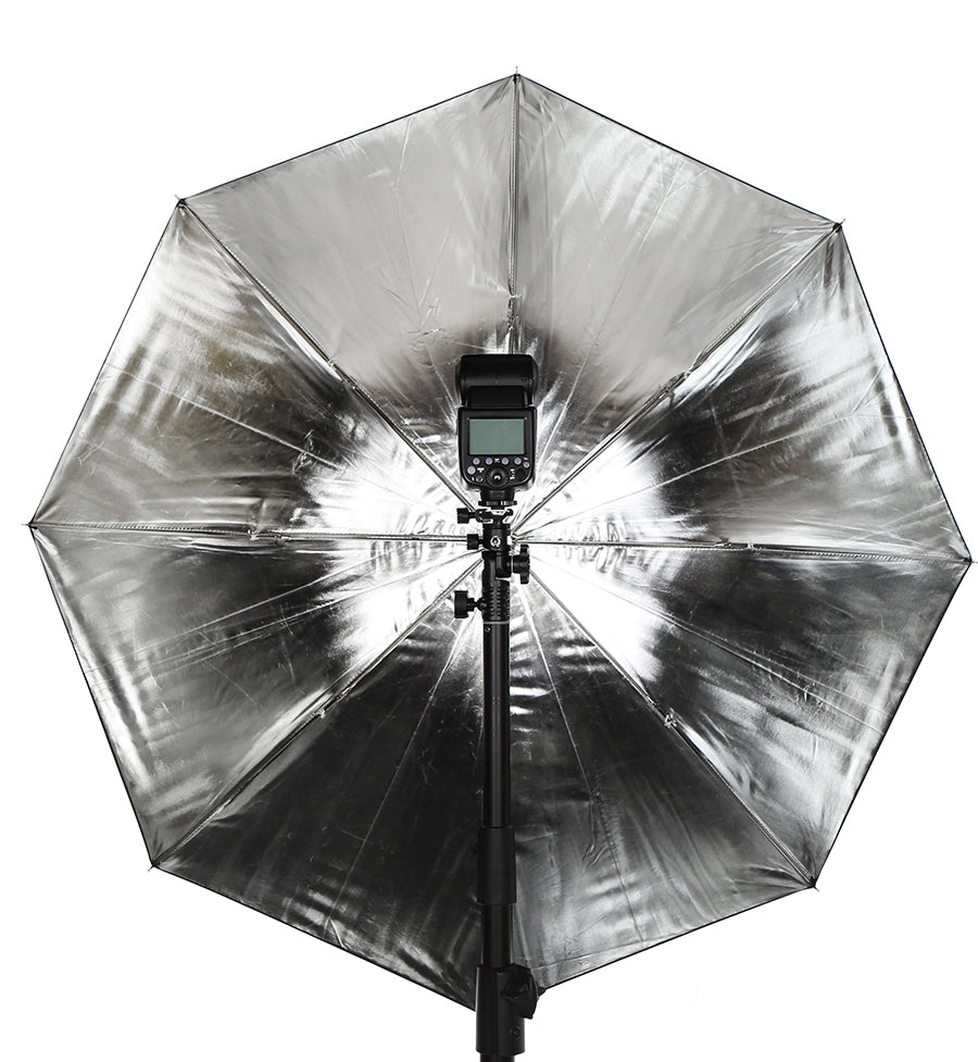 AMBITFUL 34" 86cm Black Silver Reflector Reflective Umbrella Stainless Steel Metal Bracket with Carry Bag for Photography Studio