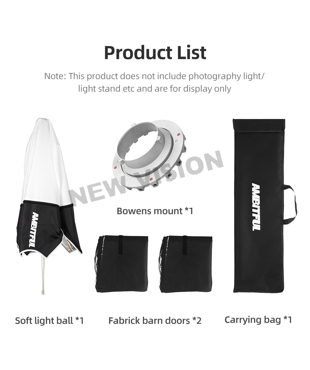 AMBITFUL 60cm Collapsible Sphere Softbox Paper Lantern Ball Shape Globe Diffuser for Bowens Elinchrom Prodoto Mount Studio Flash