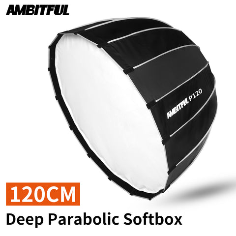 AMBITFUL Portable P120 120CM Quickly Fast Installation Deep Parabolic Softbox for Bowens Profoto Elinchrom Studio Flash Softbox