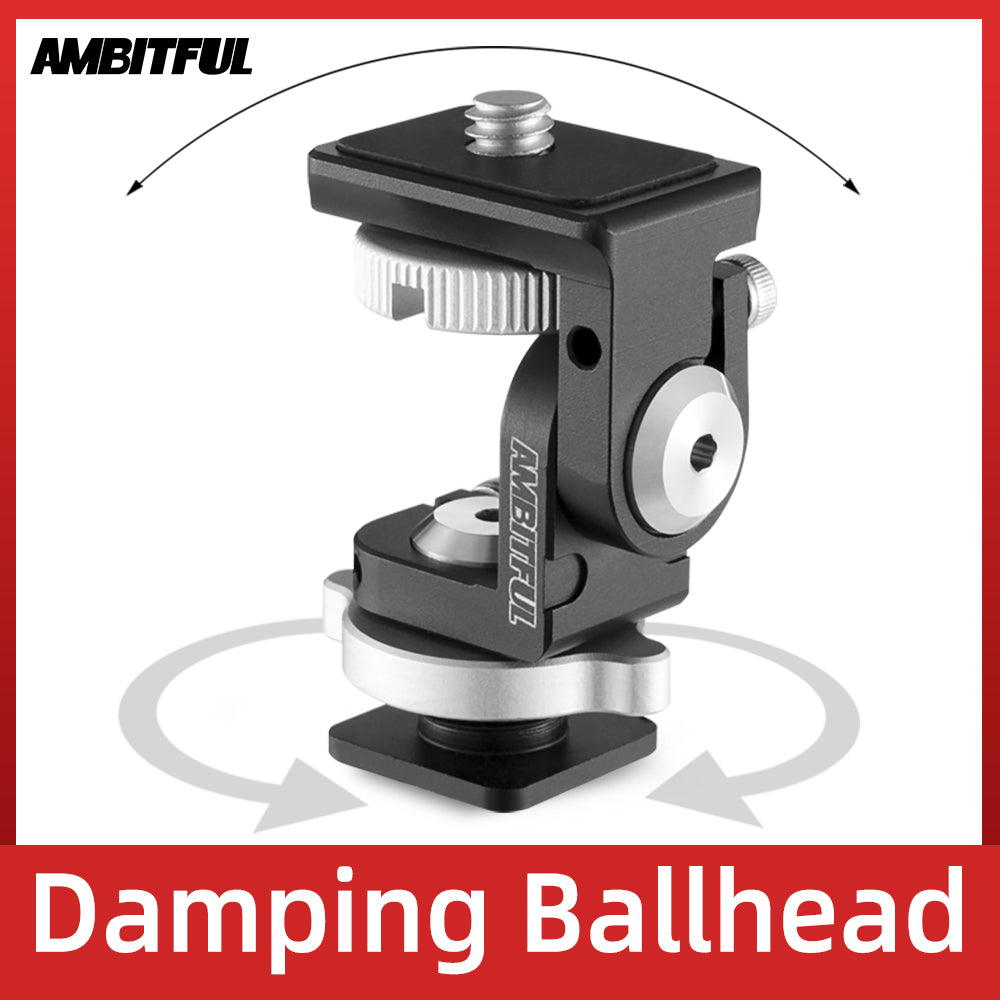 AMBITFUL protable 360 Paranomic Hot Shoe ballhead Monitor Base Mount Bracket Holder Universal for DSLR Cameras LED Video Lights