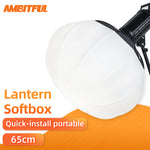 AMBITFUL 65cm 25.6" Lantern Foldable Quick-install Portable Round Shape Softbox Light for Bowens Profoto Elinchrom Studio Flash