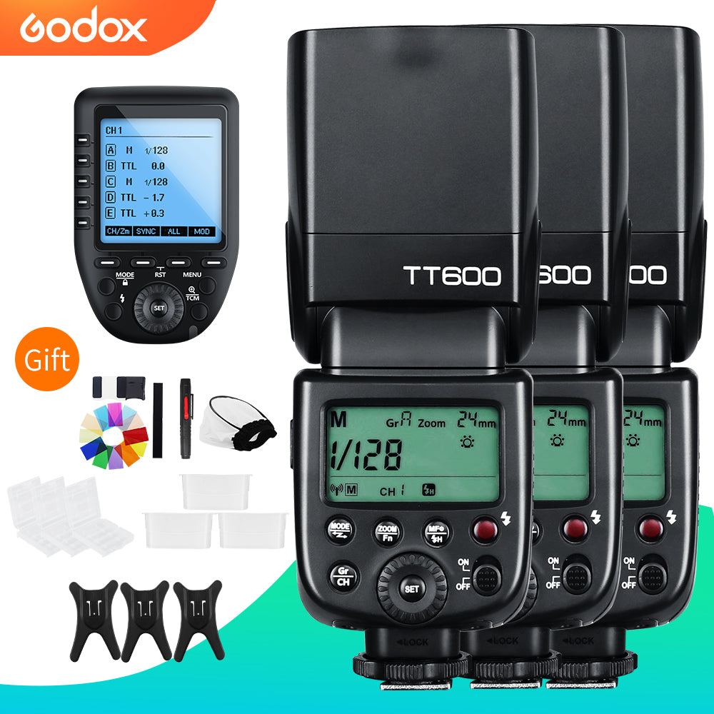 Godox TT600x3 Built-in Receive Camera Flash Speedlite with Xpro Transmitter for for Canon Nikon Sony Fuji Olympus Pentax Camera