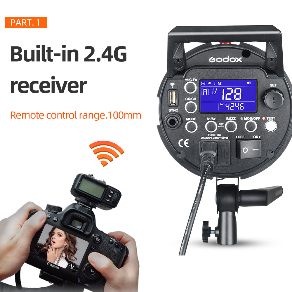 Godox SK400II 400Ws GN65 Professional Studio Flash Strobe with Built-in 2.4G Wireless X System Creative Shooting SK400 Upgrade