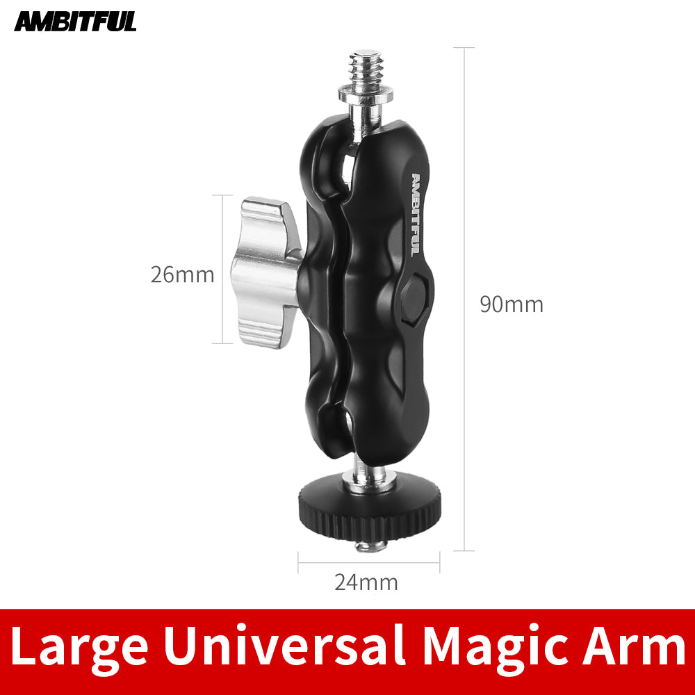 AMBITFUL Adjustable Universal Magic Arm with Small Ballhead for Camera Monitor / LED Light Support with 1/4 Screw