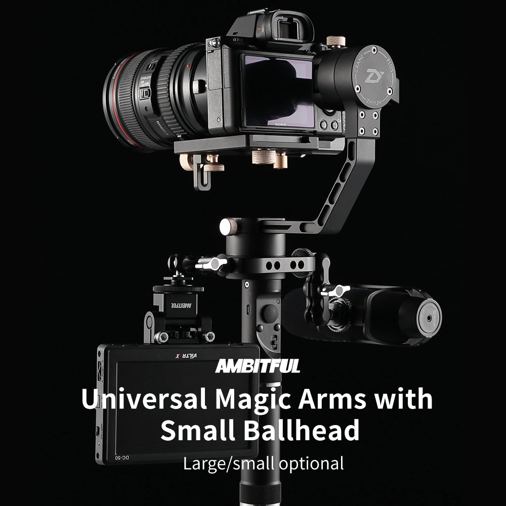 AMBITFUL Adjustable Universal Magic Arm with Small Ballhead for Camera Monitor / LED Light Support with 1/4 Screw