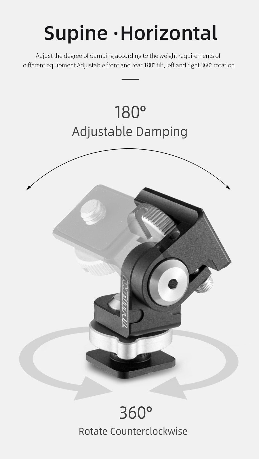 AMBITFUL protable 360 Paranomic Hot Shoe ballhead Monitor Base Mount Bracket Holder Universal for DSLR Cameras LED Video Lights