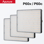 Aputure Amaran P60c 3-Light Kit RGBWW Full-color P60x Bi-color LED Panel Photography Light 2500K-7500K Suitable Sidus Link App