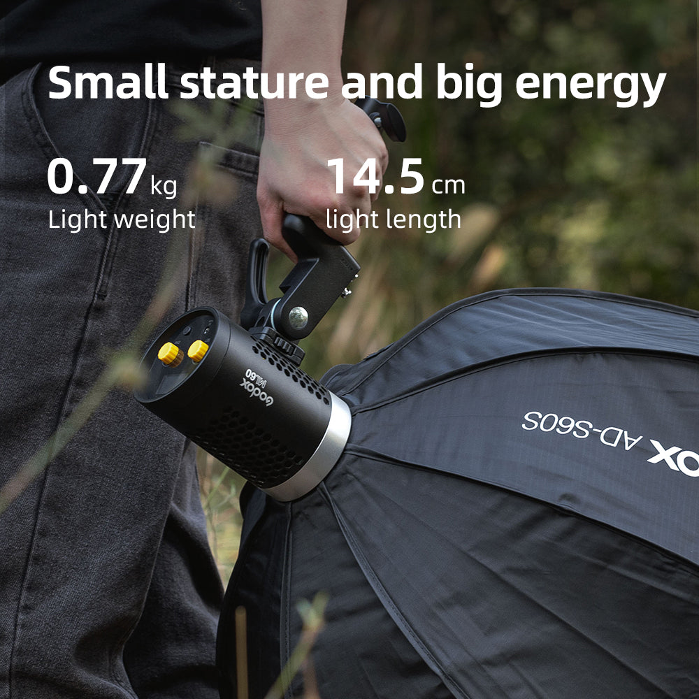 Godox ML60 60W LED Light Silent Mode Portable Brightness Adjustment Support Li-ion with AC Power Supply Outdoor LED Light