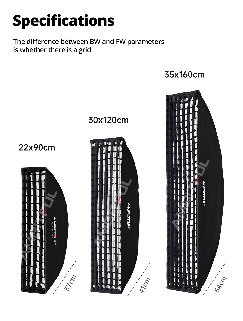 AMBITFUL  60 x 90cm Softbox with Honeycomb Grid