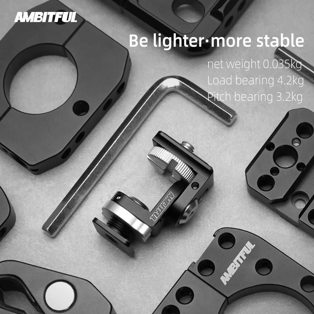 AMBITFUL protable 360 Paranomic Hot Shoe ballhead Monitor Base Mount Bracket Holder Universal for DSLR Cameras LED Video Lights