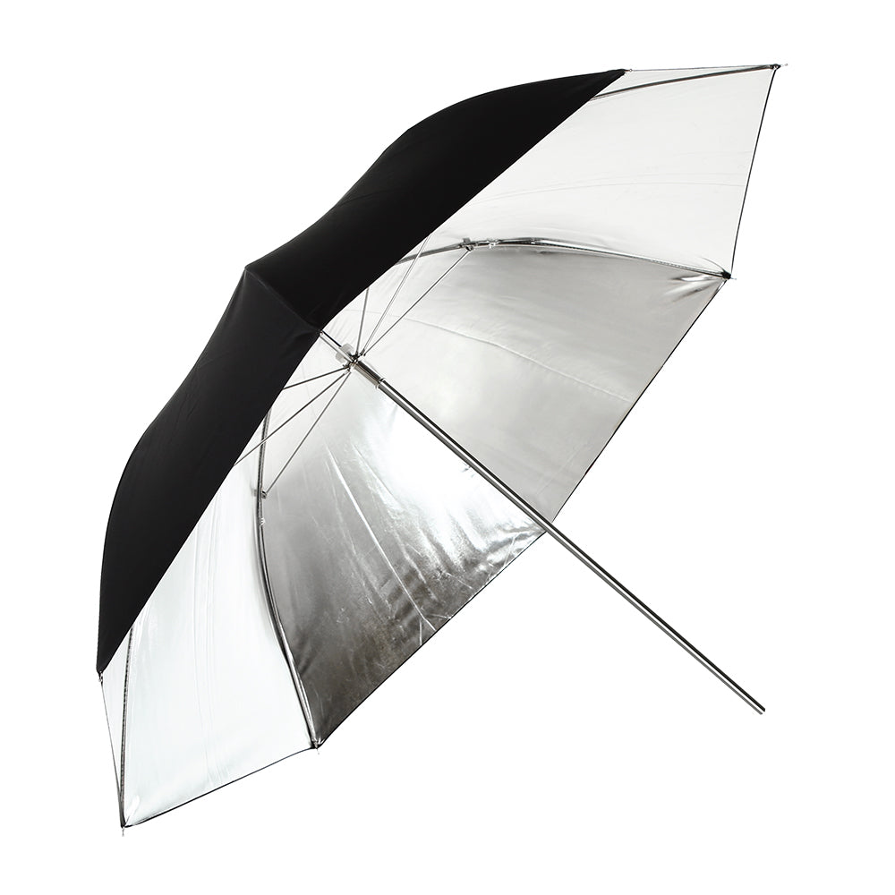 AMBITFUL 34" 86cm Black Silver Reflector Reflective Umbrella Stainless Steel Metal Bracket with Carry Bag for Photography Studio